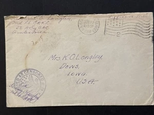 1918 American Expeditionary Forces Officers Mail Cover Army Censor 56th Arty CAC - Picture 1 of 4