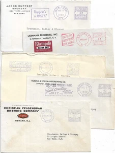 US Postal History: Meter Covers; 1930s-40s Brewery Covers with Slogans; 11 Diff. - Picture 1 of 3
