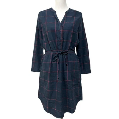 Prana Loop To Pines Flannel Dress Plaid Organic Cotton Drawstring Waist Sz M - Image 1 of 4