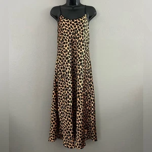 Vintage Josie by Natori Animal Print langes glänzendes Satin Kleid Schlupfkleid Gr. M - Bild 1 von 11