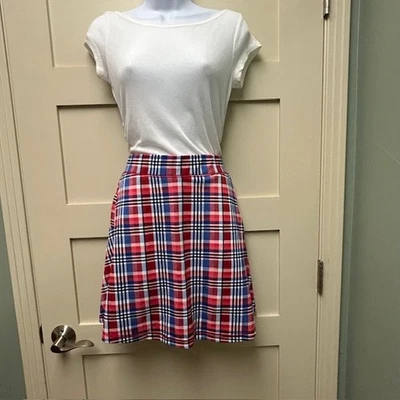 Talbots Women’s Stretch Skort Tennis Golf Red White Blue Patriotic Size XL - Image 1 of 4