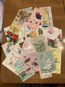Vintage Grußkarten 20 Stück ~ gebraucht ~ Ephemera ~ Junk Journal ~ verschiedene Macher #1 - Bild 1 von 13