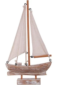 Wooden Sailboat Model Decoration, Mini Wood Sailing Boat Ship Model Handmade ... - Picture 1 of 6