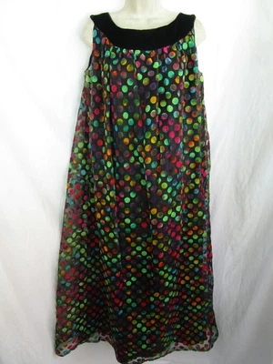 Vtg Vogue Special Design Neon Polka Dots Dbl Layer Hostess MuuMuu Maxi Dress - Image 1 of 4