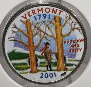 Árboles de arce de diseño pintado coloreado cuarto del estado de Vermont 2001-P - Imagen 1 de 2