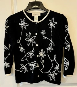 Suéter Floral De Colección Susan Bristol Para Mujer Talla Mediana Pequeño Negro - Imagen 1 de 6