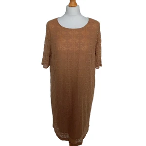 Bruuns Bazaar Sz 42 L UK 14 Brown Half Sleeve Lace Day Dress - Picture 1 of 8