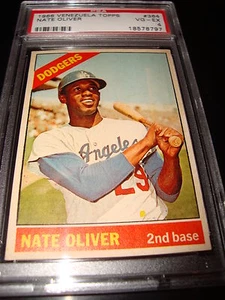 1966 VENEZUELA topps #364 NATE OLIVER psa 4 LOS ANGELES DODGERS no creases  - Picture 1 of 3