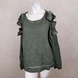 Sanctuary New Women Top cold shoulder Sweatsirt Green Size L NWT B9A3 - Picture 1 of 5