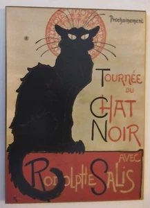 Tournee du Chat Noir avec Rodolphe Salis Vintage Wall Plaque Wood Look - Picture 1 of 5