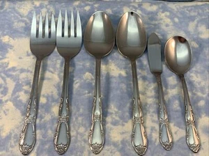6 Serving Pieces Spoons Forks Knife FENWAY DAYDREAM Wm A Rogers Stainless Oneida - Picture 1 of 13
