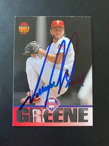 Tommy Greene Signed 1994 Donruss Triple Play Card Philadelphia Phillies Auto COA - Picture 1 of 1
