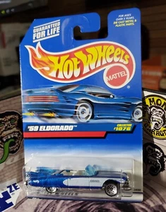 👓Hot Wheels 1999 #1076🔥'59 Cadillac Convertible Eldorado Blue & White⭐Lace Whls - Bild 1 von 7