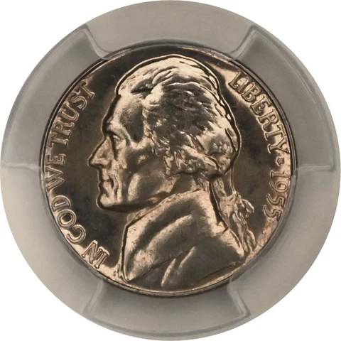ONE OF PR63 1955 JEFFERSON NICKEL PCGS GRADED US 5C PROOF P-MINT EXACT COIN Cover