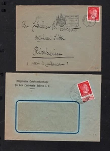 GERMANY 1943 WWII TW0 12PF COVERS FROM 1. MULHAUSEN TO RISELBEIM &2. ZABERN - Picture 1 of 6