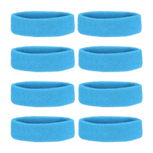 8 Pcs Sweatband Headbands Terry Cloth for Women Men Sports Sky Blue - Picture 1 of 6
