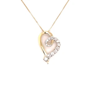 0.45 Ct Round Brilliant Cut Diamond Open Heart Pendant in 14k Gold G-H - Picture 1 of 4