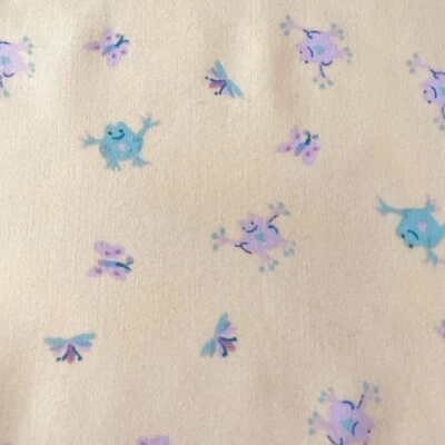 Fabric 35" X 44” Frogs Butterflies Yellow Sewing Quilting Apparel Cotton #2B1 - Image 1 of 4