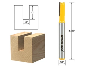 1/4" Diameter X 1/2" Height Straight Router Bit - 1/4" Shank - Yonico 14155q