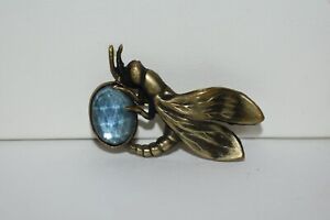 Pewter Dragonfly Jelly Belly Brooch with Blue Glass Stone