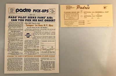 1970 San Diego Padres Pick-Ups MLB Baseball Newsletter Pamphlet Winter Edition - Image 1 of 4