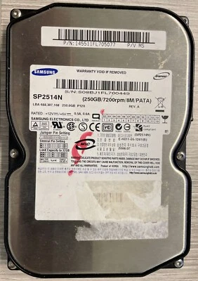 Hard Disk Samsung 250GB PATA 3.5" SP2514N usato, in ottime condizioni - Immagine 1 di 2