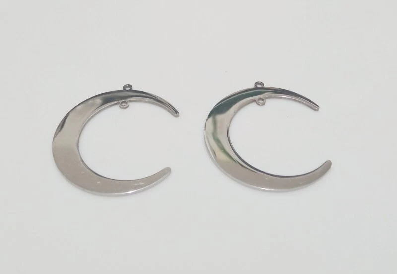 1pz connettore luna in acciaio inox  colore argento scuro 37x31mm - Immagine 1 di 1