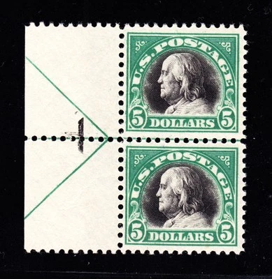 US 524 $5 Franklin Mint Margin Arrow Pair VF OG NH w/ PSE Cert SCV $720+ - Image 1 of 3