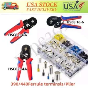 Electrical Wire Ferrule Terminal Cold Pressed Crimp Connector Kit/Plier 440/390x - Picture 1 of 20
