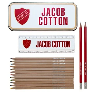 Prefect Design Personalised Pencil Tin Set with Printed/Embossed Pencils/Ruller - Picture 1 of 7