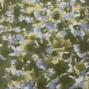 FLANNEL blue green floral flowers beth ann bruske 3 yards - Picture 1 of 3