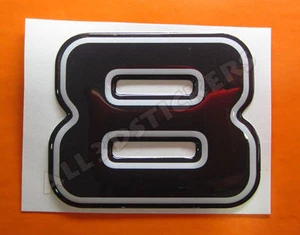3D Stickers Resin Domed NUMBER 8 EIGHT - Color Black - 50 mm(2 inches) Adhesive - Picture 1 of 1