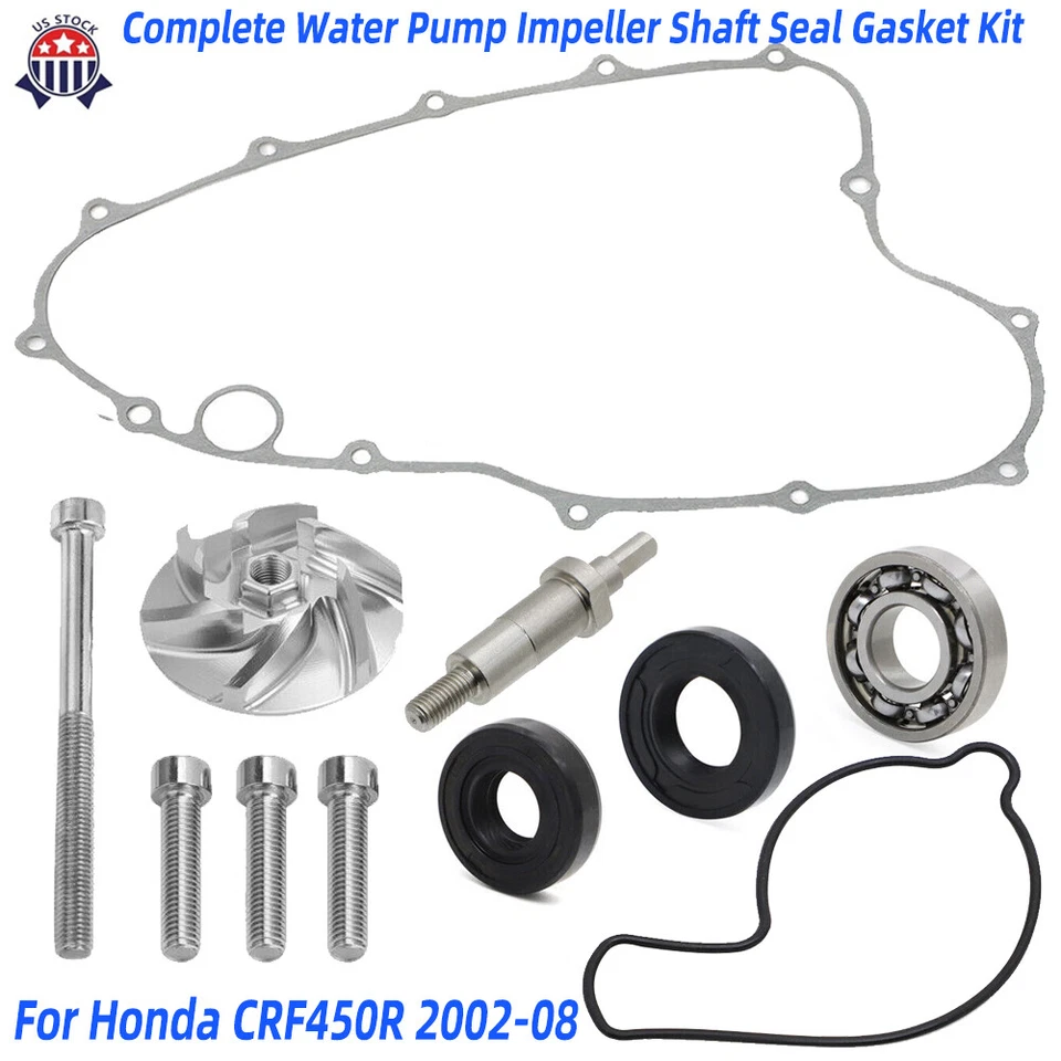 For Honda CRF450R 2002-2008 Complete Water Pump Impeller Shaft Seal Gasket Kit - Image 1 of 4