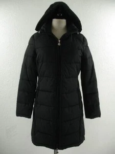Andrew Marc Womens M Long Puffer Quilted Hooded Parka Coat Black Full-Zip Winter - Picture 1 of 24