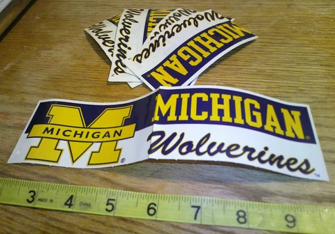 5 NCAA collegiate banner stickers officially licensed Michigan Wolverines Cover