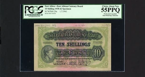EAST AFRICA P- 29 , 1941 , 10 Shillings PCGS 55 PPQ SPECIMEN King George VI - Picture 1 of 2