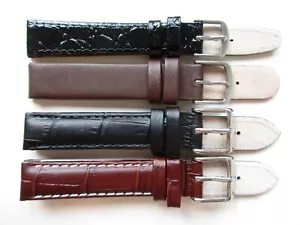 Lot of 4 brown and black 14 MM leather watch bands straps - NEW - Picture 1 of 2
