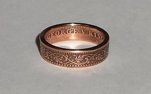 Münzring "Versiegelt" aus 1/4 ANNA Münze aus Indien Gr. 6-13 - Bild 1 von 2