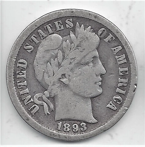 1893-O Semi-key Barber Dime VG+ Lot 301 Cover