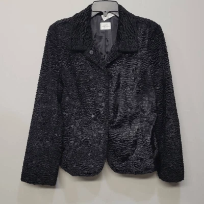 Chaqueta Emma James Talla 14 Negra Terciopelo Aplastado Recortada Capricho Hada Glam Retro Foto 1 de 4