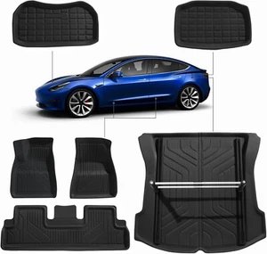 Tesla Modelo 3 - Juego de 6 pisos, almacenamiento delantero/trasero, alfombrilla de carga con soportes de equipaje - Imagen 1 de 8