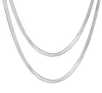 Collar de cadena de hueso de serpiente de plata 925 de 4 mm clásico para mujer regalo de Navidad joyería Foto 1 de 3