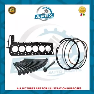 BMW E90 E91 E92 E93 3.0 N57 MOTORE N57D30 GUARNIZIONE TESTA + BULLONI TESTA & ANELLI PISTONE - Foto 1 di 3