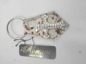 Cross Keychain Purse Charm Pny Leather Crystal Detail - Picture 1 of 1