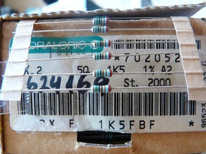 10 résistances couche métal 1K5 0,6W 1% 50ppm Vishay Draloric MK2