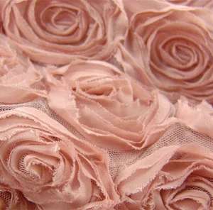 Sale 3D Rose Bridal Evening Dress Chiffon Trim Wedding Costume Lace Fabric 0.5 Y - Picture 1 of 4