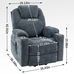 Blue-gray Up to 350 LBS Chenille Power Lift Chair Recliner Motion - Picture 1 of 21