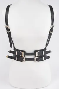 BNWT Plus Size Corset Harness Elastic Stretch Belt - Black/Silver - Picture 1 of 4