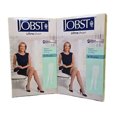 2 Pair-Jobst Support Compression Stockings, Maternity,CT,8- 15mmHg, Silky Beige - Image 1 of 4