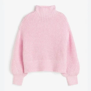 H&M Balloon Sleeve Light Pink Women's Sweater Size XS Cable Knit NEW Wool Blend - Picture 1 of 5